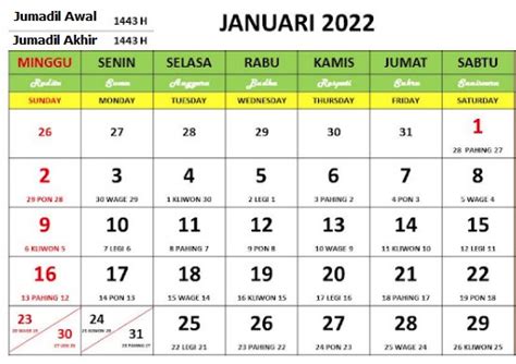 Download Template Kalender Baru Tahun 2022 1443 Hijriah Lengkap