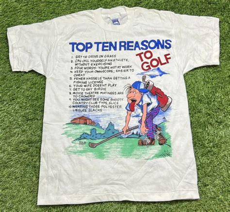 Vintage 90s Top Ten Reasons To Golf Single Stitched T Shirt Mens M Usa White 3239 Picclick