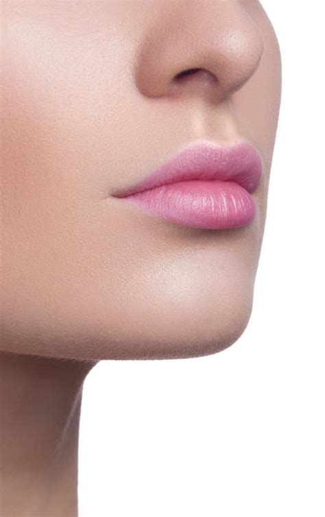 Close Up Of Woman S Lips With Bright Fashion Pink Glossy Makeup Macro Magenta Lipgloss Make Up