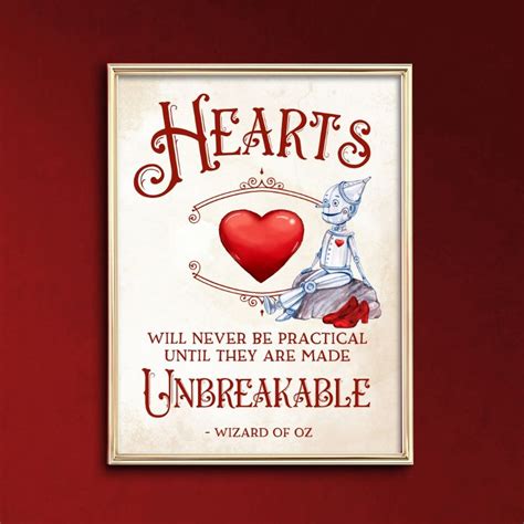 Wizard Of Oz Print Tin Man Quote Unbreakable Heart Oz Wall Etsy Alice In Wonderland Print