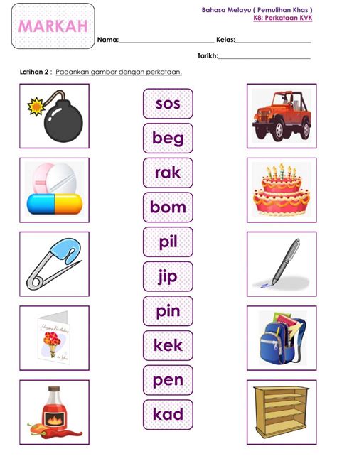 Kemahiran 8 Perkataan Kvk Worksheet Preschool Activities Toddler
