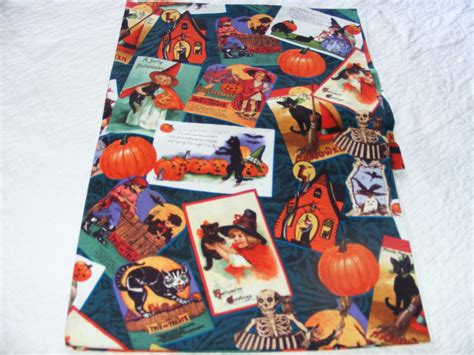 Halloween Vintage Postcard Fabric