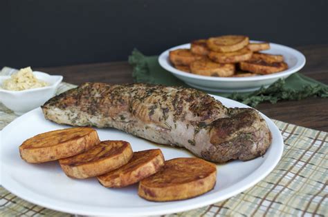 Herb Pork Tenderloin With Cinnamon Sweet Potatoes Plaid And Paleo