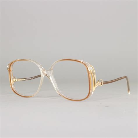 1980s vintage oversized 80s eyeglasses clear brown eyeglass frame deadstock eyewear
