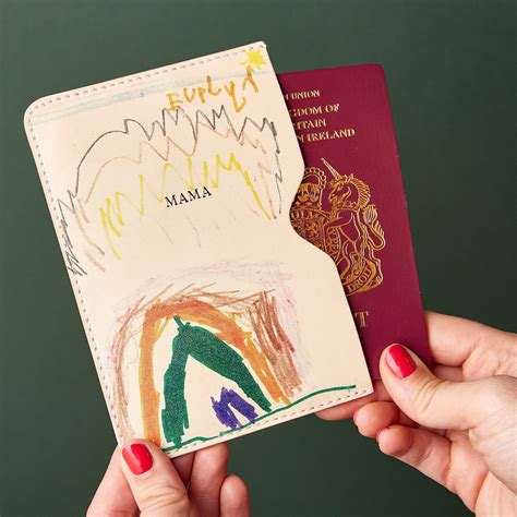 Personalised Childs Drawing Leather Passport Holder In 2020