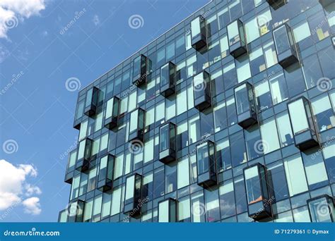 Modern Office Building Glass Wall Front View Close Up Stock Image