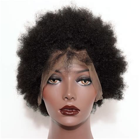 Full Lace Human Hair Wigs Short Afro Kinky Hair 100 Human Hair Full Lace Wigs Natural Color