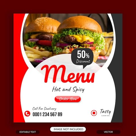 Premium Vector Square Size Food Social Media Banner Template