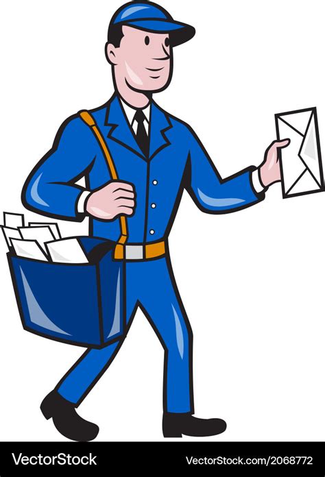 Mailman Postman Delivery Worker Isolated Cartoon Vector Image