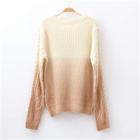 Autumn Gradient Coffee Color Sweater On Luulla