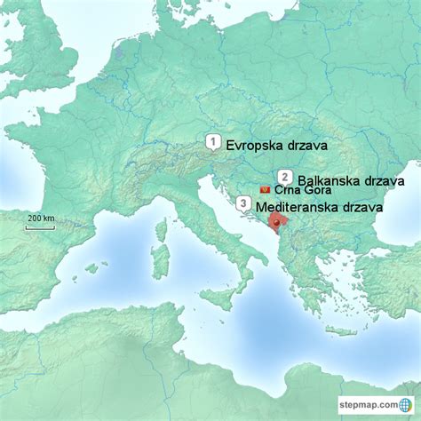 StepMap Crna Gora Landkarte für Montenegro