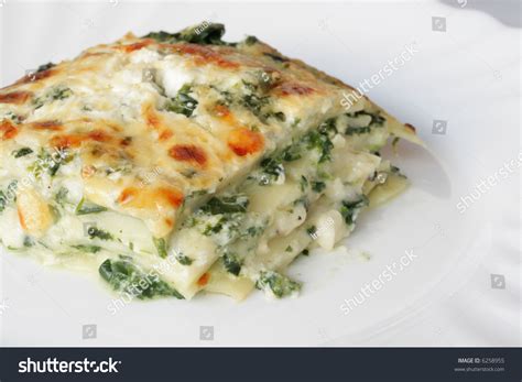 Vegetarian Lasagna With Ricotta Cheese And Spinach Filling Stock Photo