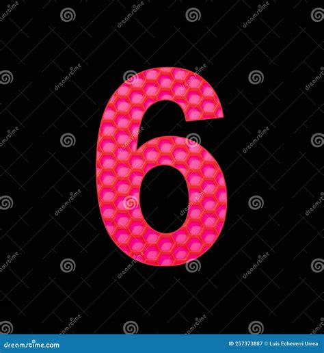 Number 6 Digit Six On The Background Of Red Silicone Hexagonal Stock