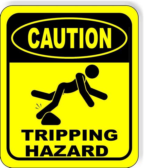 Caution Tripping Hazard Metal Aluminum Composite Yellow Safety Sign