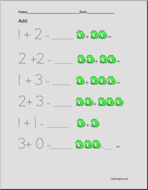 Worksheet: Frog Math (pre-k) | abcteach