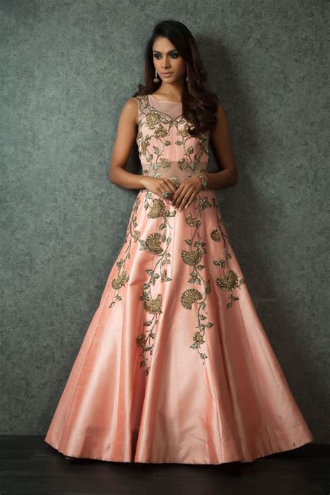 A Beautiful Raw Silk Gown With A Zari Embroidery Gowns Designer