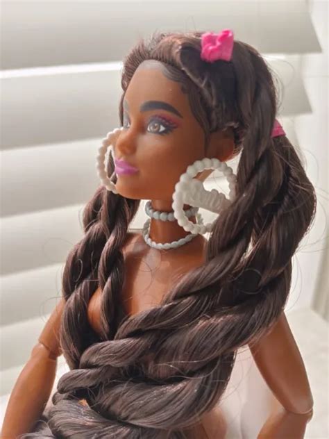 NUDE BARBIE EXTRA Doll 14 AA Curvy Articulated Brunette Braids 8 00