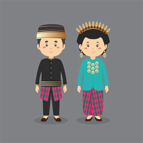 Characters Wearing South Sulawesi Traditional Dress 1222841 Vector Art