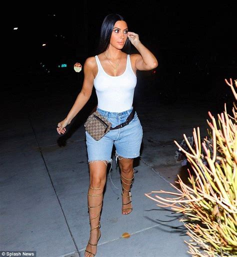 Kim Kardashian Shows Off Curvaceous Figure In Clinging Bodysuit In La Kim Kardashian Outfits
