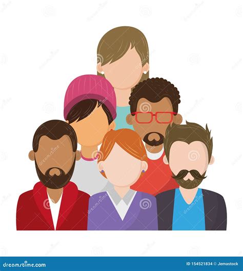 Set Of People Faceless Characters Icons Cartoon Vector 154522111