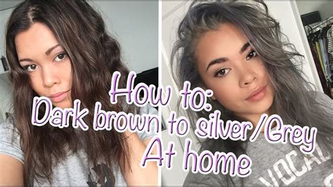 How To Go From Dark Brown To Silvergrey Hair At Home Youtube