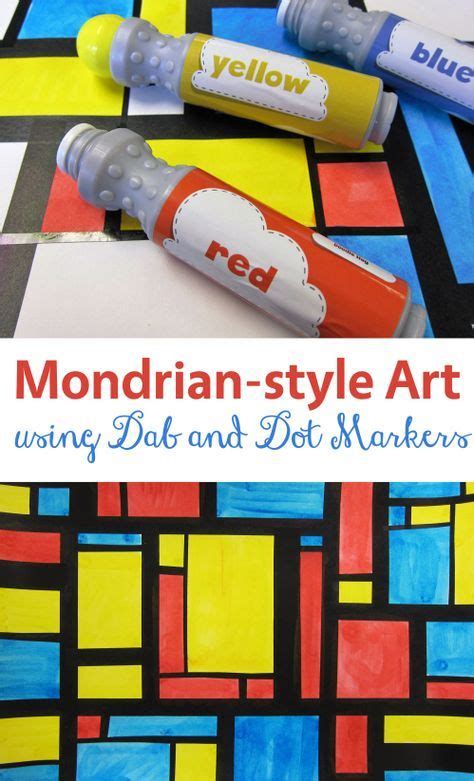 Childrens Art Inspired By Piet Mondrian Paint Dotter Markers Dot