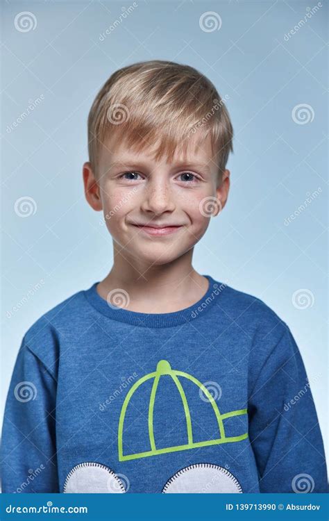 Portrait Of A Boy In The Studio 7 Years Old Stock Photo Image Of