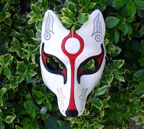 Unique White Kitsune Mask Japanese Fox Leather Mask