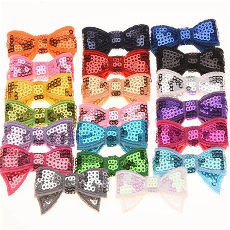 Buy 100pcs Glitter Bows Embroidery Sequin Bowknot Hair Accessories Fashion