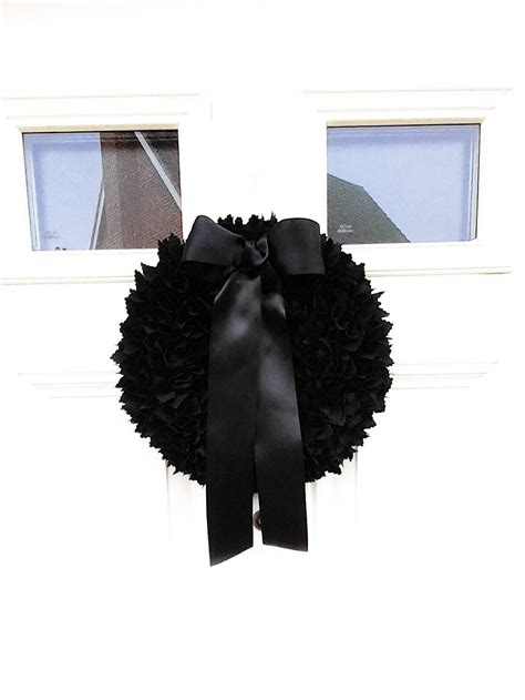 Black Wreath Black Mourning Wreath For Front Door Black Etsy Uk