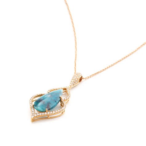Paraiba Tourmaline And Diamond Fancy Pendant Necklace In Rose Gold