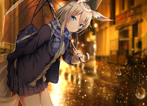 Anime Girl Umbrella Rain Hd Anime 4k Wallpapers Images