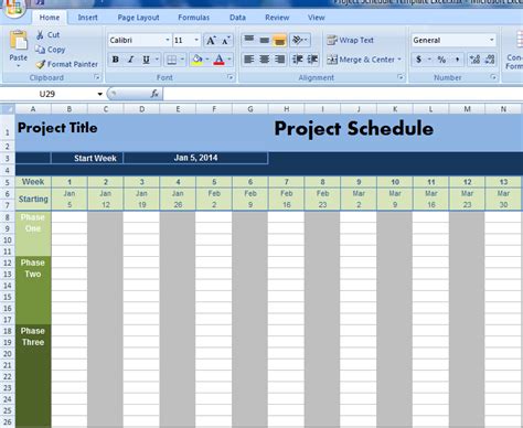 Project Schedule Template Excel Project Management Excel Templates