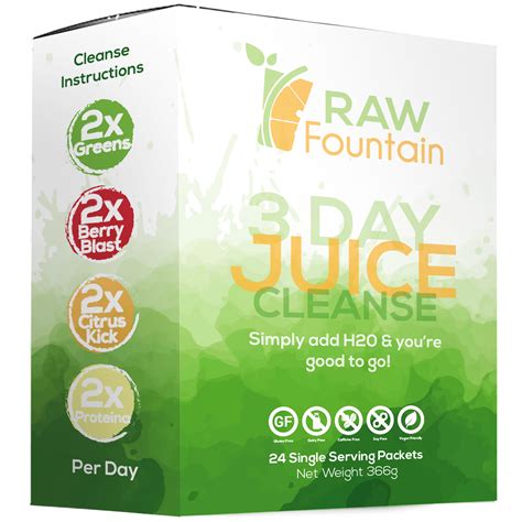 3 Day Juice Cleanse Detox 24 Powder Packets Travel And Vegan Friendly