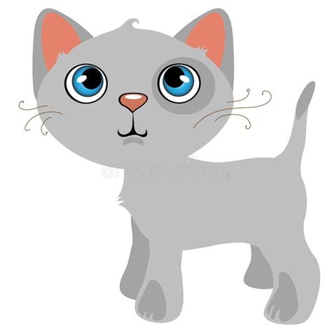 Eine akute feline neonatale isoerythrolyse ist für die jungkatzen tödlich. Nachdenkliche Graue Katze Mit Blauen Augen, Karikaturhaustier Vektor Abbildung - Illustration ...