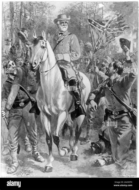 Robert E Lee At Chancellorsville On Horseback Being Cheered By Troops