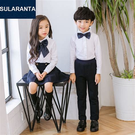 Children Cotton Japanese Korean Student School Uniforms Set Suit For