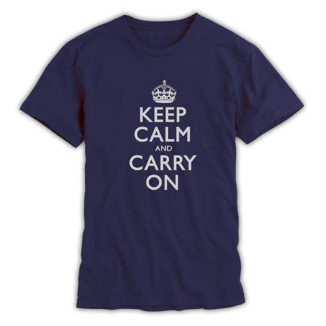 Mens Light Navy And Grey T Shirt Keep Calm And Carry On