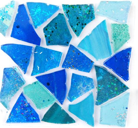 100 Mixed Blue Mosaic Glass Pieces By Makena Tile Etsy