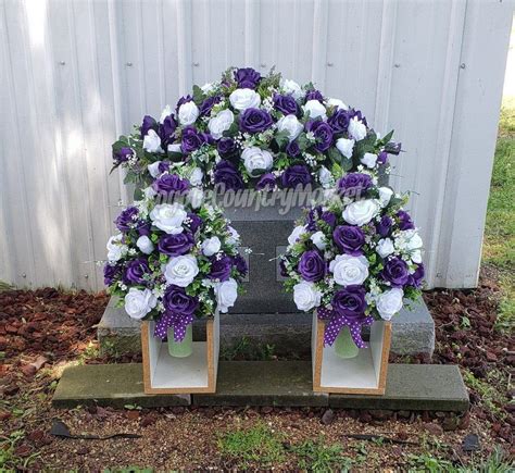 Custom Order For Ezekiel Purple White Headstone Saddle With 2 Etsy