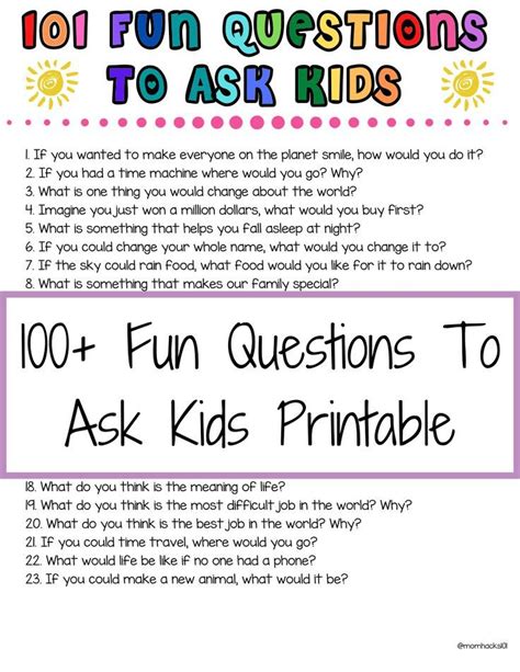 Fun Questions To Ask Kids Artofit