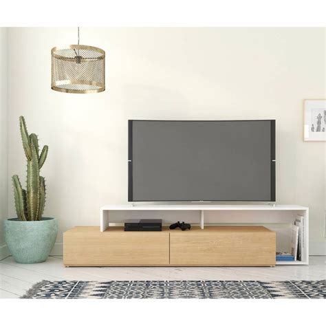 Nexera Tonik Tv Stand 70 Inch Natural Maple And White 112039