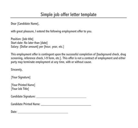 10 Free Job Offer Letter Templates Word Pdf