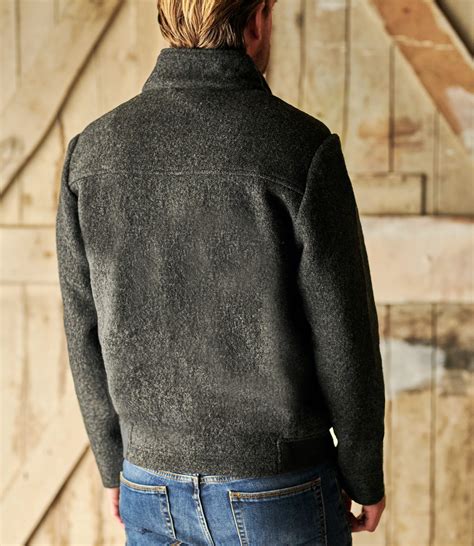 Charcoal Mens Boiled Wool Jacket Woolovers Us