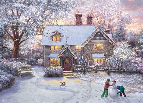 Thomas Kinkade Christmas At Gingerbread Cottage Puzzle 1000 Piezas