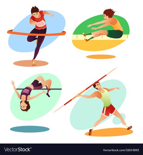 Cartoon Trained Athletes Doing Olympic Sport Set Vector Image