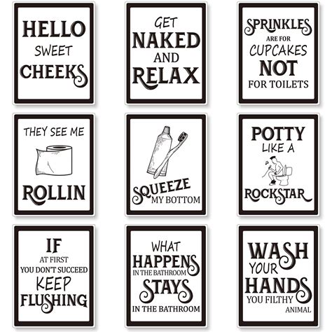 Buy 9 Pieces Bathroom Wall Art Wall Decor Funny Vintage Bathroom Sign