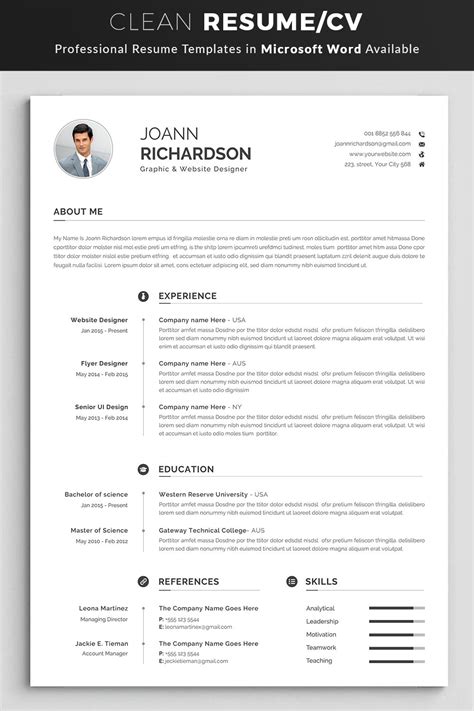 Modern And Creative Resume Template Modern And Professional Etsy In