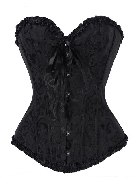 Exotic Apparel Feelingirl Womens Floral Lace Trim Corset Overbust Waist