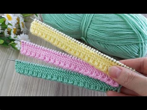Tekstil tipi lastik yapımı iki şiş kolay model örgü Easy knitting